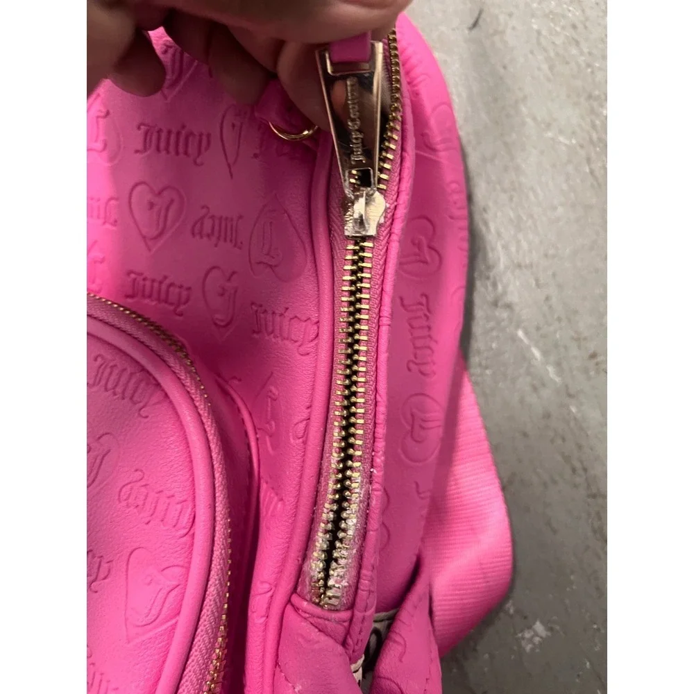 Juicy Couture Wordplay Backpack Womens Pink Debossed Logo Shoulder Bag See‎ Pics